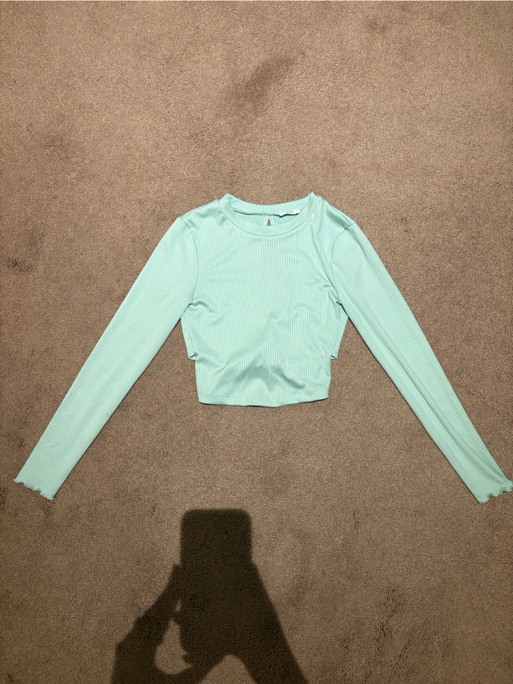 Ardene Mint Ribbed Long Sleeve Top size small
